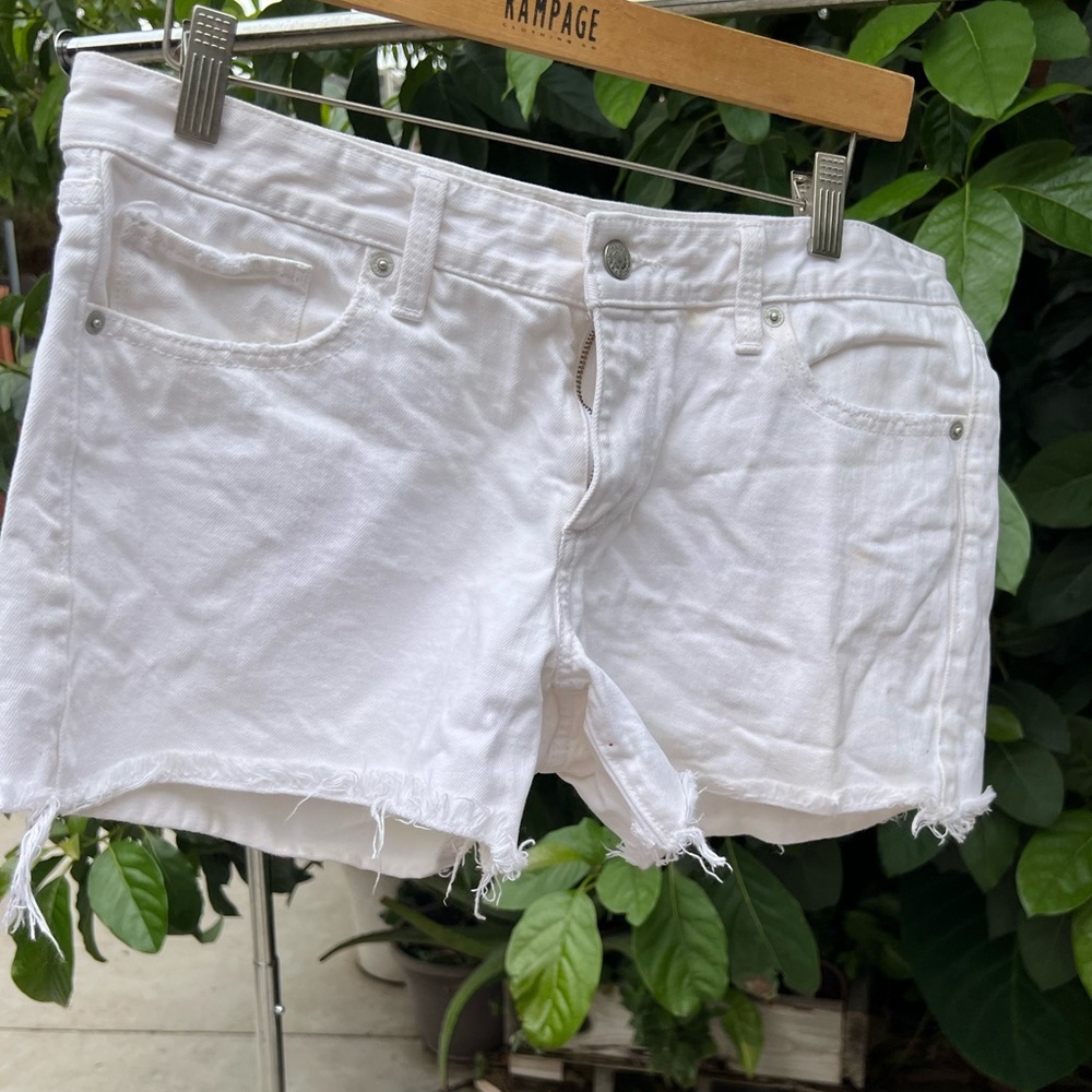 Lucky brand low rise jeans shorts y2k white distressed mini